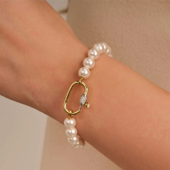 TI SENTO 2961PW narukvica Shell Pearl White Chain Silver Sterling 925 Yellow Gold Plated veličina S