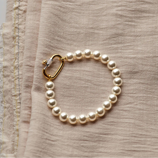 TI SENTO 2961PW narukvica Shell Pearl White Chain Silver Sterling 925 Yellow Gold Plated veličina S