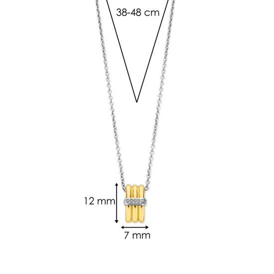 TI SENTO 34057ZY/42 ogrlica Triple Ring Sterling Silver 925 Yellow gold plated