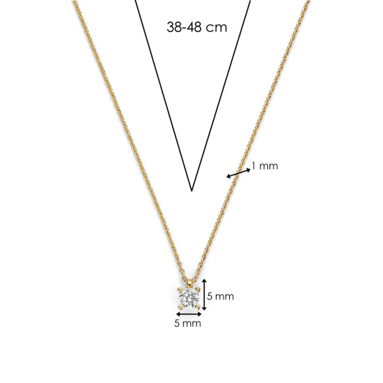 TI SENTO 34087ZY ogrlica Classic Zirconia Sterling Silver 925 Yellow Gold Plated Timeless Bestseller