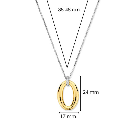TI SENTO 34091ZY ogrlica Classic Soft Oval Sterling Silver 925 Yellow gold plated