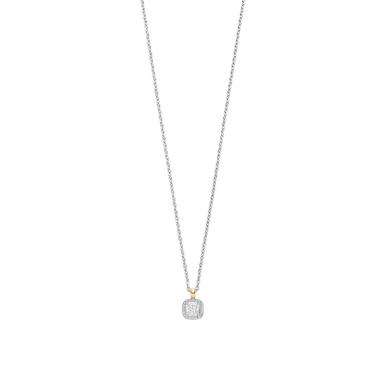 TI SENTO 34103ZY ogrlica Classic Square Zirconia White Yellow Gold Plated 925 Sterling Silver 7mm