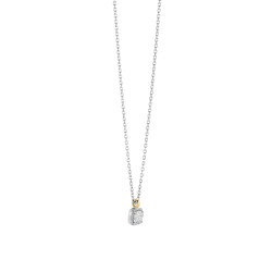 TI SENTO 34103ZY ogrlica Classic Square Zirconia White Yellow Gold Plated 925 Sterling Silver 7mm