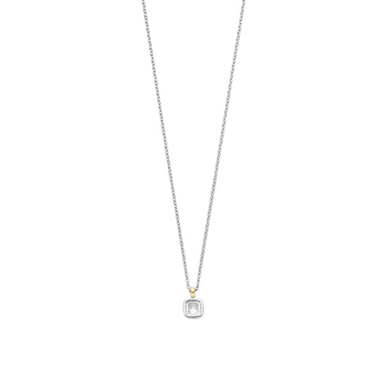 TI SENTO 34103ZY ogrlica Classic Square Zirconia White Yellow Gold Plated 925 Sterling Silver 7mm