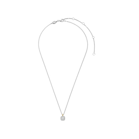 TI SENTO 34103ZY ogrlica Classic Square Zirconia White Yellow Gold Plated 925 Sterling Silver 7mm