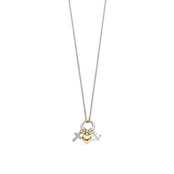 TI SENTO 34115ZY ogrlica Love Faith Hope Sterling Silver 925 Yellow Gold Plated Ljubav Vera Nada