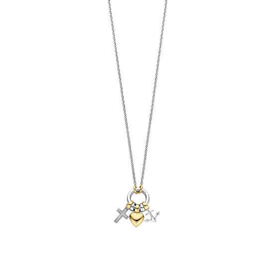 TI SENTO 34115ZY ogrlica Love Faith Hope Sterling Silver 925 Yellow Gold Plated Ljubav Vera Nada