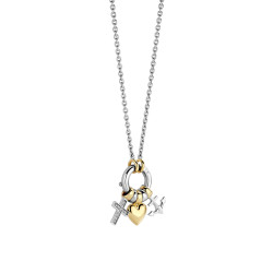 TI SENTO 34115ZY ogrlica Love Faith Hope Sterling Silver 925 Yellow Gold Plated Ljubav Vera Nada
