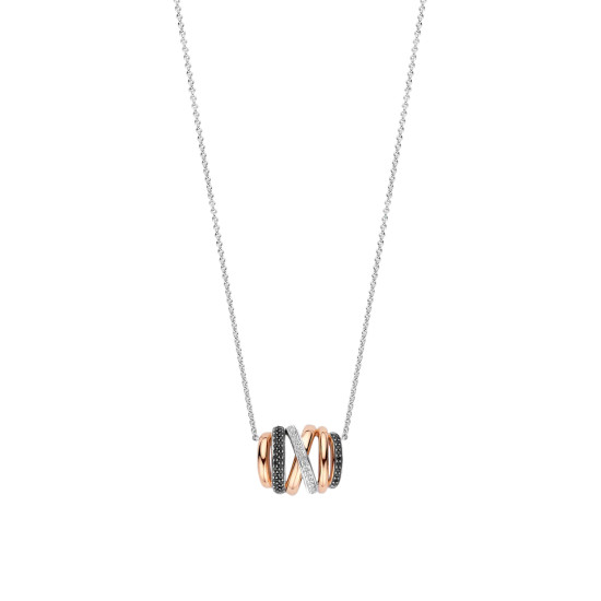 TI SENTO 34116BR ogrlica Honeycomb Crossover Sterling Silver 925 Black Rose Gold Plated 