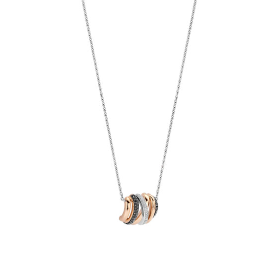 TI SENTO 34116BR ogrlica Honeycomb Crossover Sterling Silver 925 Black Rose Gold Plated 
