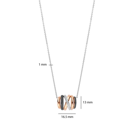 TI SENTO 34116BR ogrlica Honeycomb Crossover Sterling Silver 925 Black Rose Gold Plated 