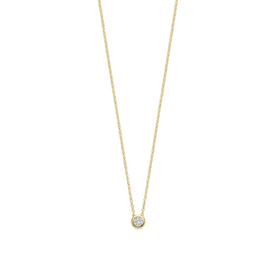 TI SENTO 34124ZY ogrlica Classic Zirconia White 5mm Sterling Silver 925 Yellow Gold Plated
