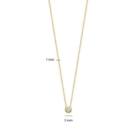 TI SENTO 34124ZY ogrlica Classic Zirconia White 5mm Sterling Silver 925 Yellow Gold Plated