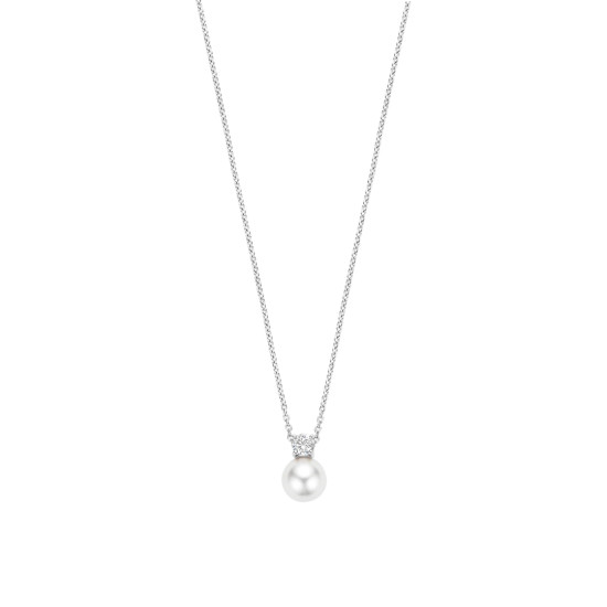 TI SENTO 34125PW ogrlica Zirconia Shell Pearl White Sterling Silver 925 Platinum Plated 12mm