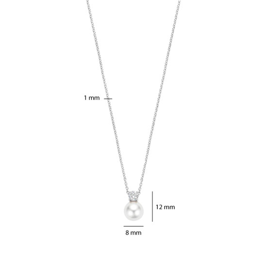 TI SENTO 34125PW ogrlica Zirconia Shell Pearl White Sterling Silver 925 Platinum Plated 12mm