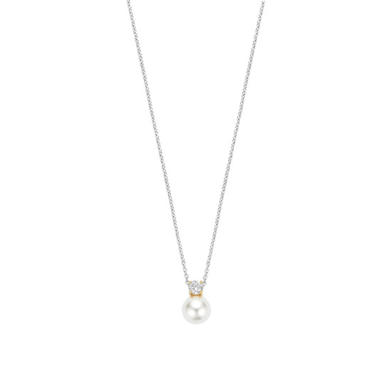 TI SENTO 34125YP ogrlica Zirconia Yellow Gold Plated Shell Pearl White Sterling Silver 925 Platinum Plated 12mm 