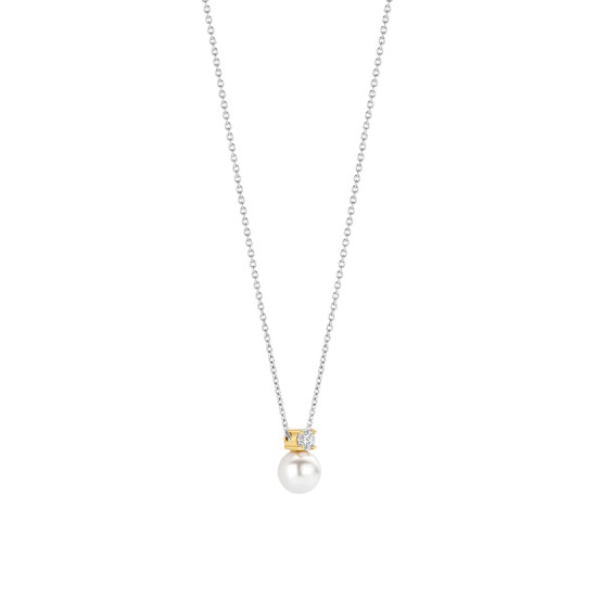 TI SENTO 34125YP ogrlica Zirconia Yellow Gold Plated Shell Pearl White Sterling Silver 925 Platinum Plated 12mm 
