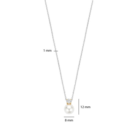 TI SENTO 34125YP ogrlica Zirconia Yellow Gold Plated Shell Pearl White Sterling Silver 925 Platinum Plated 12mm 