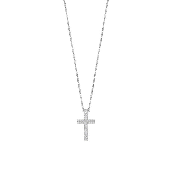 TI SENTO 34130ZI ogrlica Cross Hand-set Zirconia Sterling Silver 925 Platinum Plated  11mm x 21mm