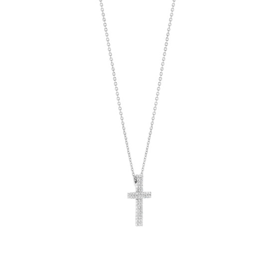 TI SENTO 34130ZI ogrlica Cross Hand-set Zirconia Sterling Silver 925 Platinum Plated  11mm x 21mm