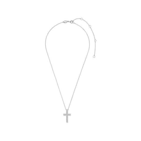 TI SENTO 34130ZI ogrlica Cross Hand-set Zirconia Sterling Silver 925 Platinum Plated  11mm x 21mm