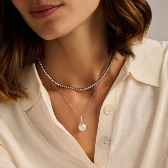 TI SENTO 34153PW/42 ogrlica Icon Pearl 12mm Premium 925 Sterling Silver Statement Jewelry & Classic Style