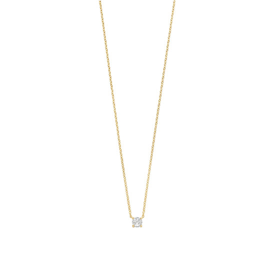 TI SENTO 3894ZY/42 ogrlica Classic Zirconia White Yellow Gold Plated 925 Sterling Silver Minimalistic 6mm