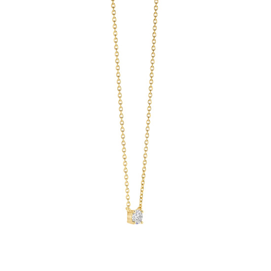 TI SENTO 3894ZY/42 ogrlica Classic Zirconia White Yellow Gold Plated 925 Sterling Silver Minimalistic 6mm