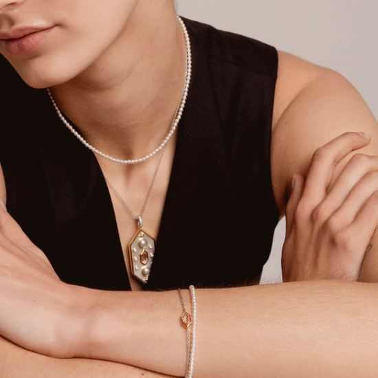 TI SENTO 3962PW/42 ogrlica Minimalist Shell Pearl Sterling Silver 925 Platinum Plated