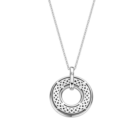 TI SENTO 6833ZY ogrlica Structure Circle Zirconia White Sterling Silver 925 Yellow Gold Plated