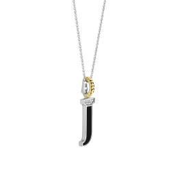 TI SENTO 6840BL_J ogrlica Letters J Personal Signature Zirconia Black Emajl Sterling Silver 925 Yellow Gold Plated Slovo J