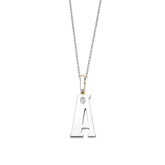TI SENTO 6840ZY_A ogrlica Letters A Personal Signature Zirconia Sterling Silver 925 Yellow Gold Plated Slovo A