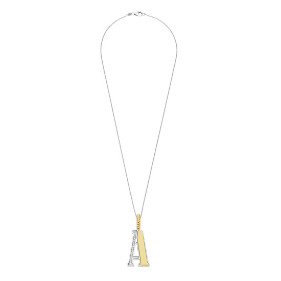 TI SENTO 6840ZY_A ogrlica Letters A Personal Signature Zirconia Sterling Silver 925 Yellow Gold Plated Slovo A