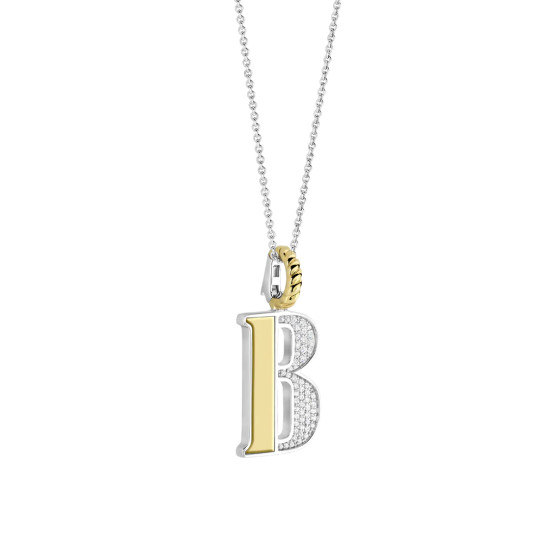 TI SENTO 6840ZY_B ogrlica Letters B Personal Signature Zirconia Sterling Silver 925 Yellow Gold Plated Slovo B