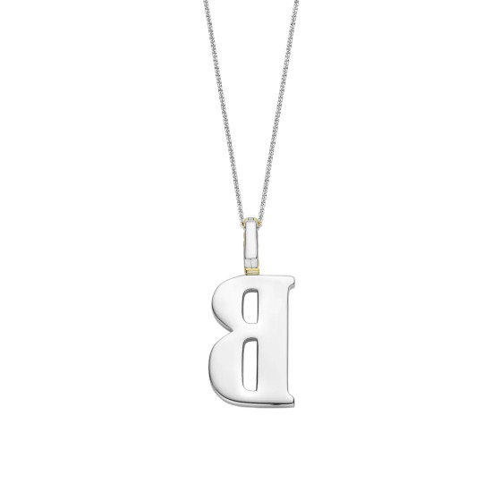 TI SENTO 6840ZY_B ogrlica Letters B Personal Signature Zirconia Sterling Silver 925 Yellow Gold Plated Slovo B
