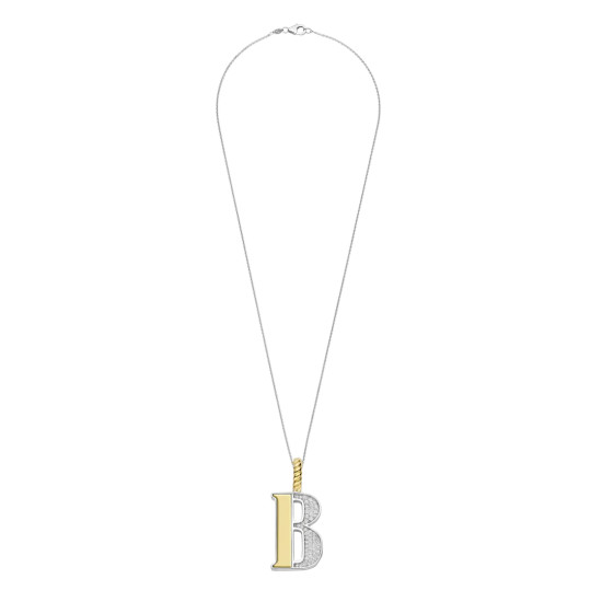 TI SENTO 6840ZY_B ogrlica Letters B Personal Signature Zirconia Sterling Silver 925 Yellow Gold Plated Slovo B