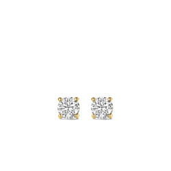 TI SENTO 7319ZY mindjuše Classic Zirconia White Yellow Gold Plated 925 Sterling Silver 7mm