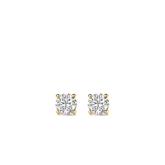 TI SENTO 7319ZY mindjuše Classic Zirconia White Yellow Gold Plated 925 Sterling Silver 7mm