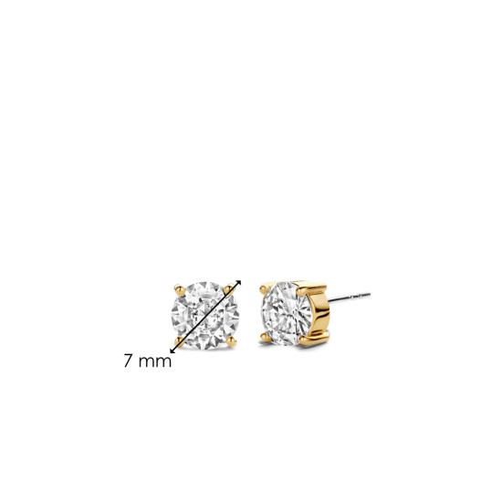 TI SENTO 7319ZY mindjuše Classic Zirconia White Yellow Gold Plated 925 Sterling Silver 7mm