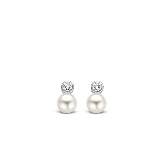 TI SENTO 7590PW mindjuše Zirconia Shell Pearl 925 Sterling Silver