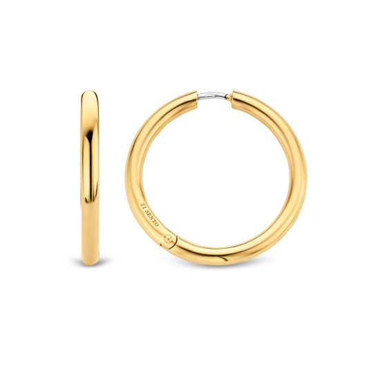 TI SENTO 7782SY mindjuše alke Classic Oversized Sterling Silver 925 Yellow Gold Plated 30mm