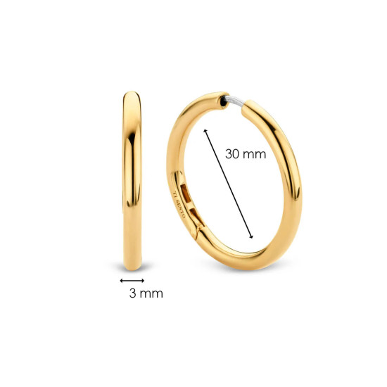 TI SENTO 7782SY mindjuše alke Classic Oversized Sterling Silver 925 Yellow Gold Plated 30mm