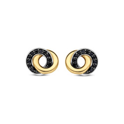 TI SENTO 7784BY mindjuše Forever Connected Black Zirconia Sterling Silver 925 Yellow Gold Plated 8mm