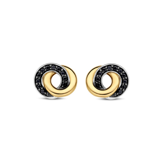 TI SENTO 7784BY mindjuše Forever Connected Black Zirconia Sterling Silver 925 Yellow Gold Plated 8mm