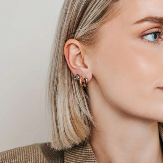 TI SENTO 7784BY mindjuše Forever Connected Black Zirconia Sterling Silver 925 Yellow Gold Plated 8mm