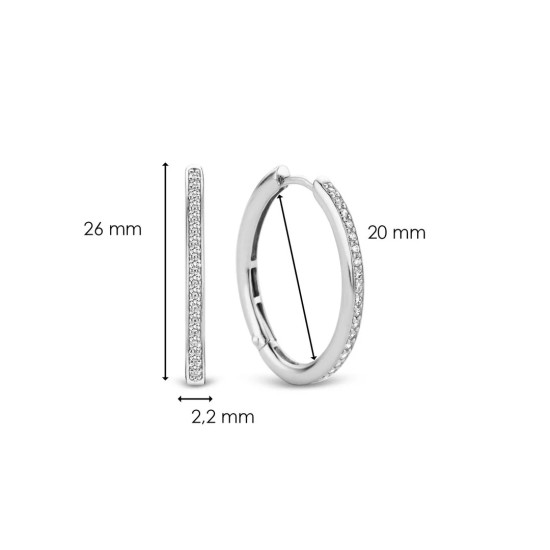 TI SENTO 7789ZI mindjuše alke Tennis Large Zirconia White Sterling Silver 925 20mm