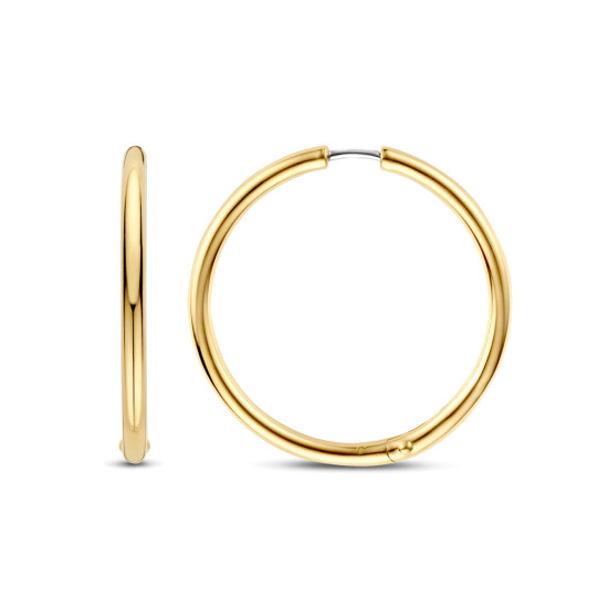 TI SENTO 78007SY mindjuše alke Classic Oversized Sterling Silver 925 Yellow Gold Plated 35mm