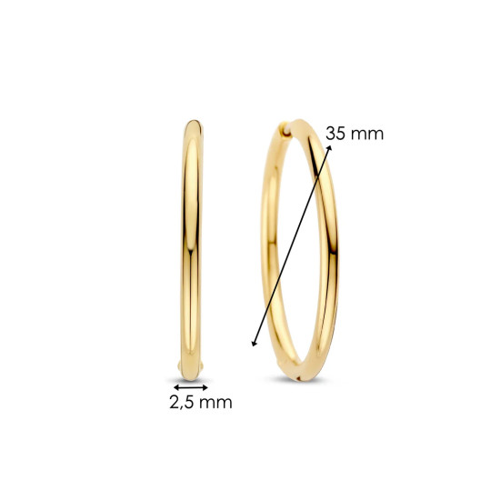 TI SENTO 78007SY mindjuše alke Classic Oversized Sterling Silver 925 Yellow Gold Plated 35mm