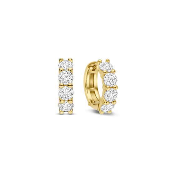 TI SENTO 78023ZY mindjuše alke Tennis Zirconia White Yellow Gold Plated Sterling Silver 12mm Bestseller