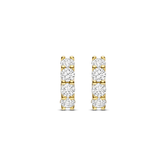 TI SENTO 78023ZY mindjuše alke Tennis Zirconia White Yellow Gold Plated Sterling Silver 12mm Bestseller